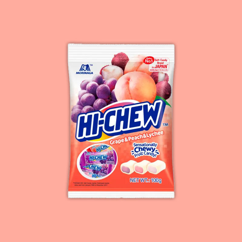 Hi-Chew Soft Candy Grape-Peach-Lychee 3.2oz (Taiwan)