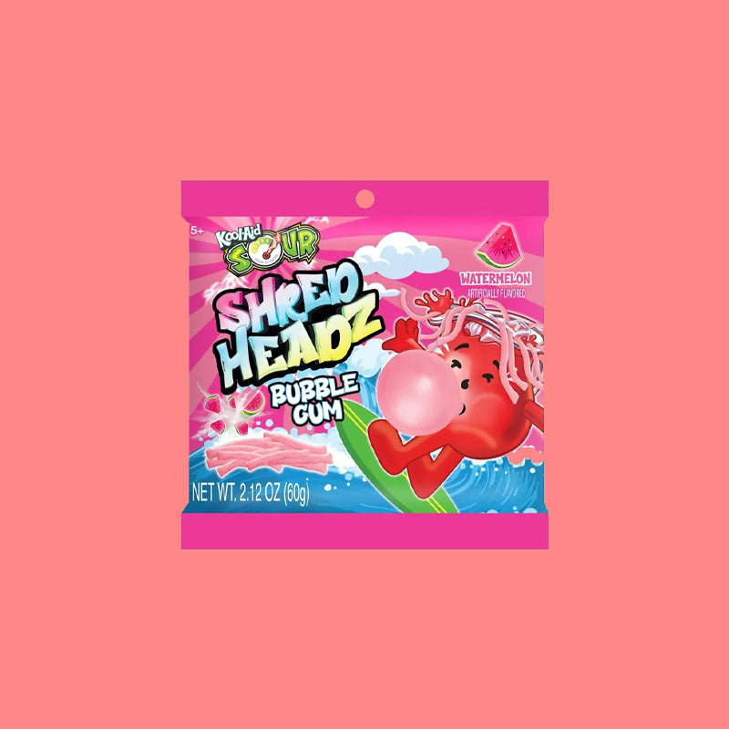 Kool-Aid Sour Shred Headz Bubble Gum Watermelon