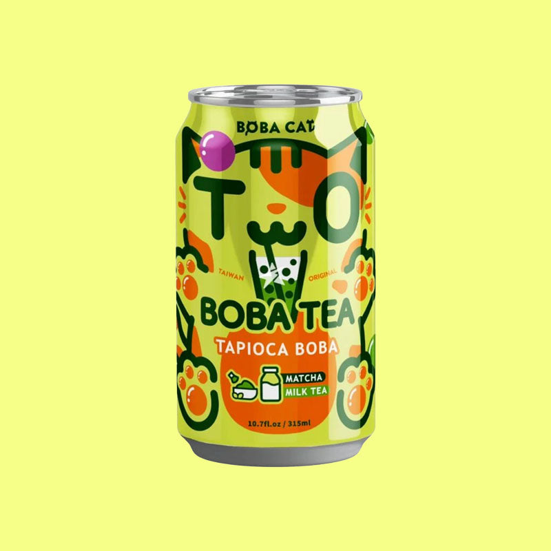 Boba Cat Matcha Boba Milk Tea 10.7oz (Taiwan)