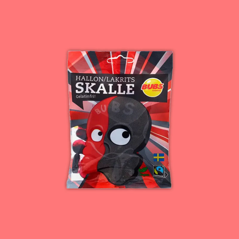 Bubs Raspberry Licorice Skull 90g (Sweden)