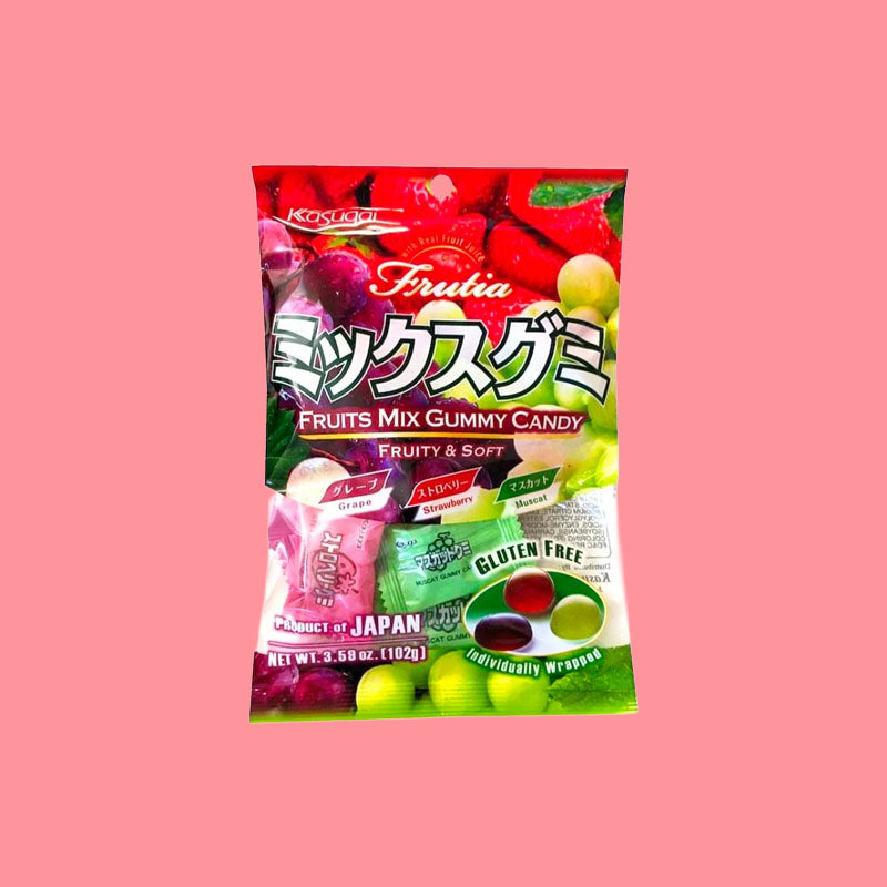Kasugai Gummy Mix Strawberry, Grape & Muscat 3.6oz (Japan)