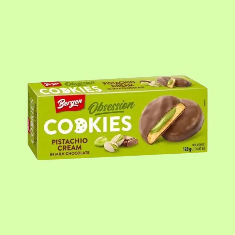 Bergen Cookies Pistachio Cream & Milk Chocolate 128g (Europe)