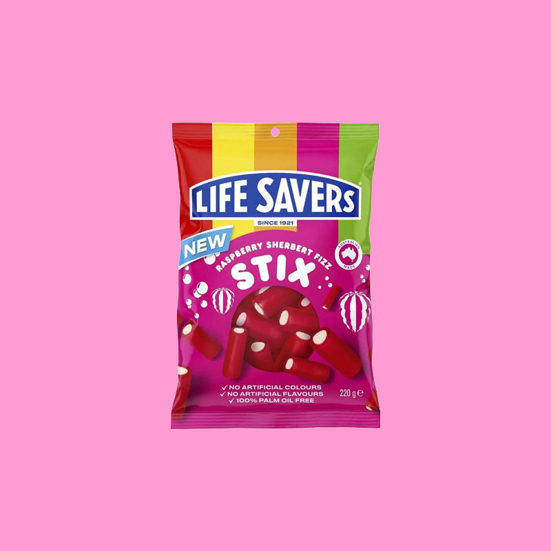 Life Savers Raspberry Sherbert Fizz Stix 200g (Australia)