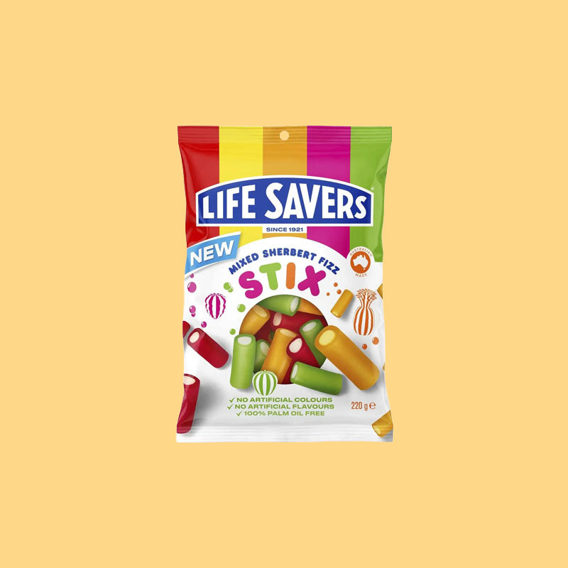 Life Savers Mixed Sherbert Fizz Stix 200g (Australia)