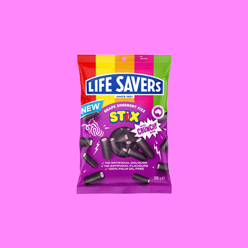 Life Savers Grape Sherbert Fizz Stix 200g (Australia)