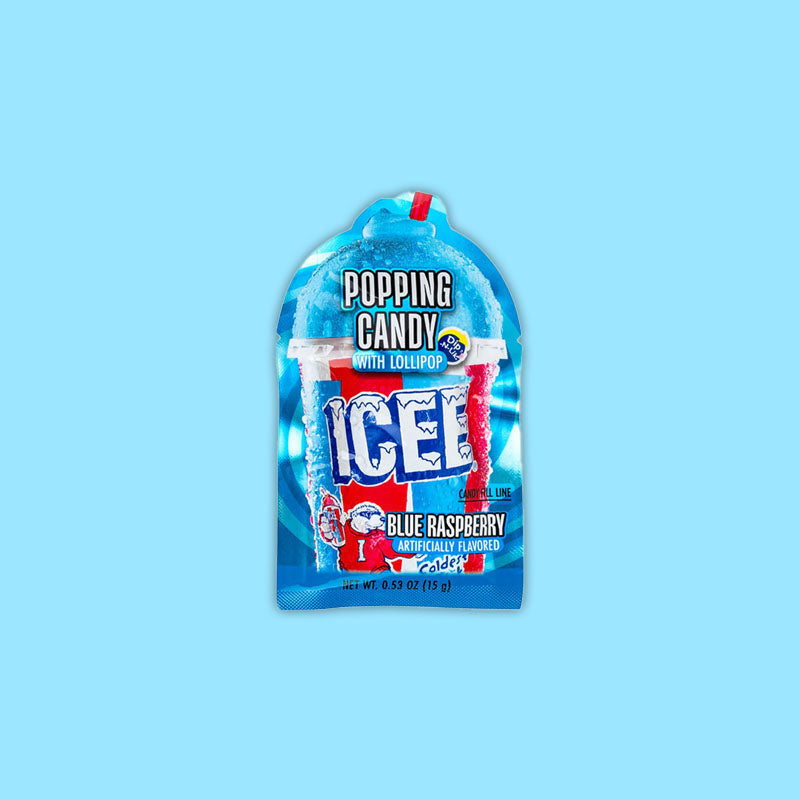 Icee Popping Candy Lollipop Blue Raspberry .53oz (USA)
